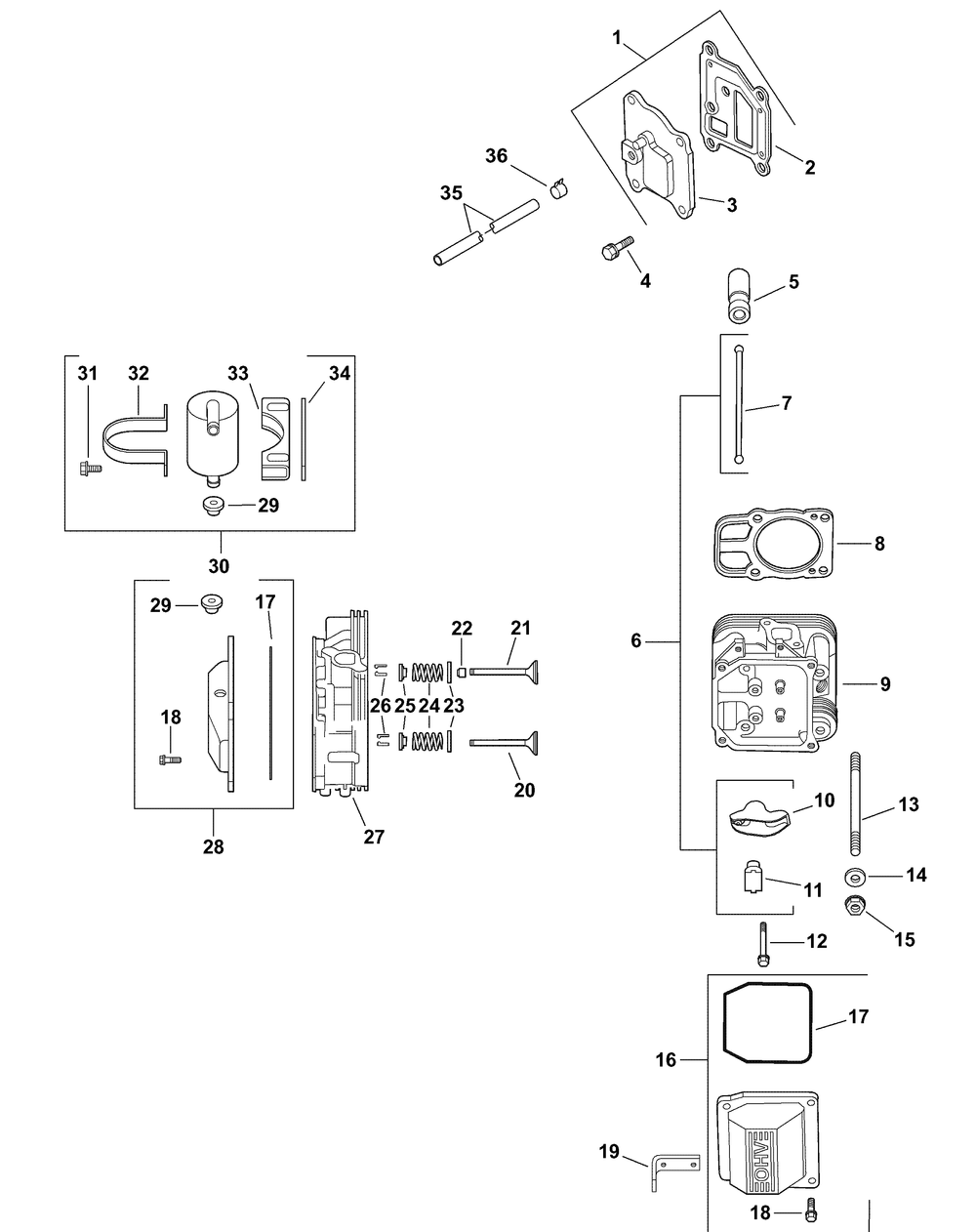 Kohler Cv750-0028 Head, Valve, Breather Diagram and Parts List for M60-KH 53AH8CT6050-30HP-OHV Cub Cadet Lawn Tractor